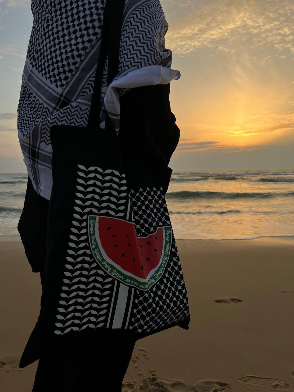 tote-bag black édition Paris Gaza