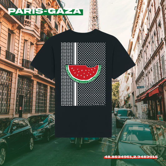 T-shirt Paris-Gaza - également disponible à la friperie Deetail (5ᵉ arr Paris)