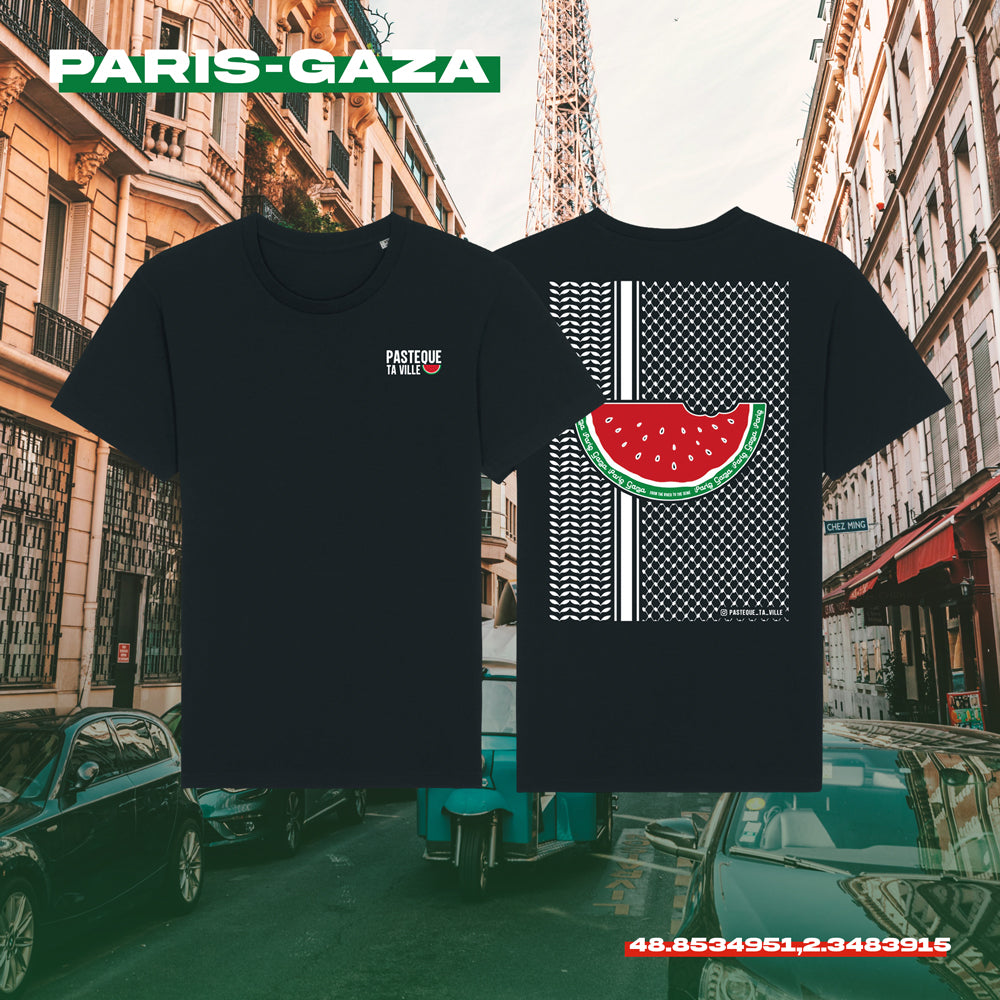 T-shirt Paris-Gaza - également disponible à la friperie Deetail (5ᵉ arr Paris)