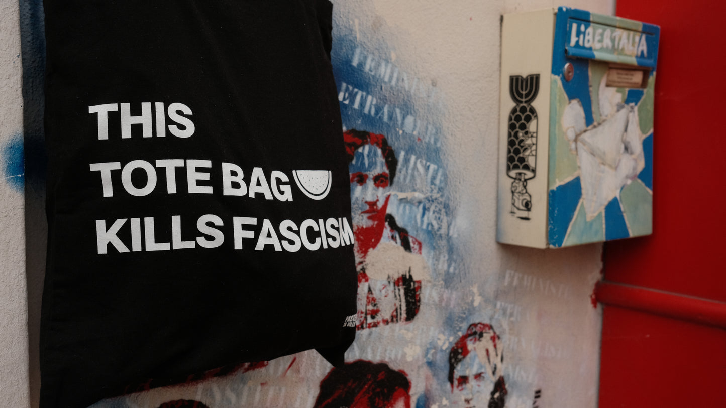 Tote Bag "Pastèque Ta Ville Against Fascism" (édition noir et blanc)