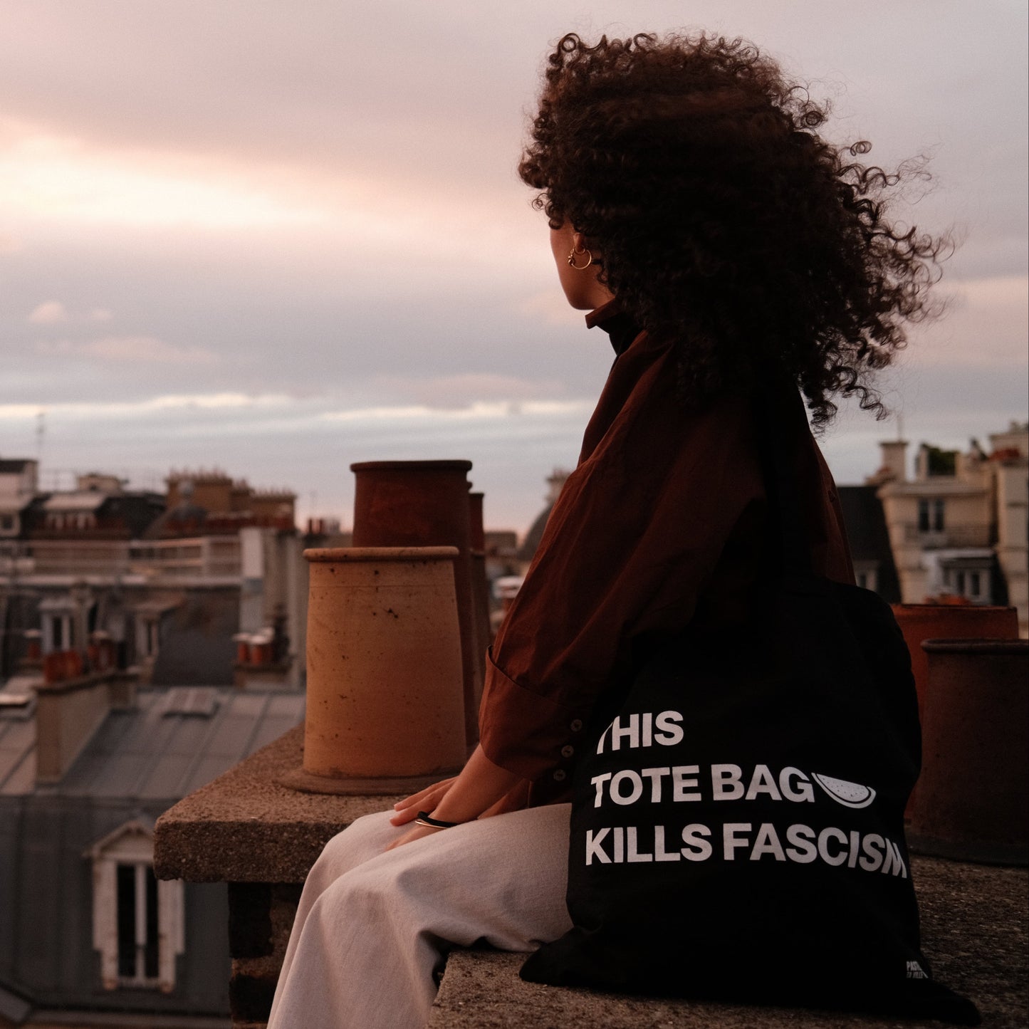 Tote Bag "Pastèque Ta Ville Against Fascism" (édition noir et blanc)